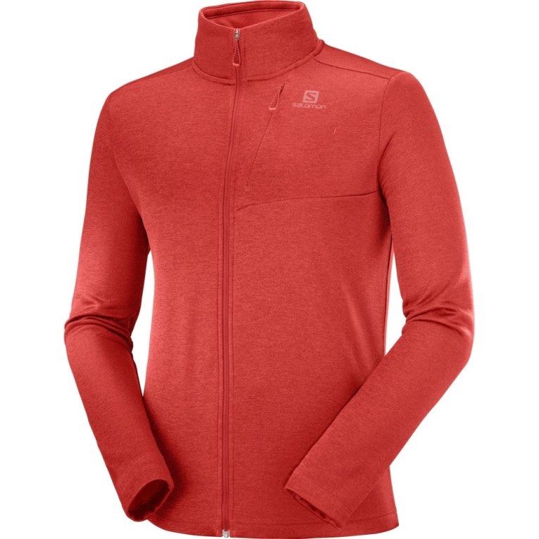 Chaquetas Salomon Essential Lightwarm Heather Full Zip Hombre Rojos | MX WINR459